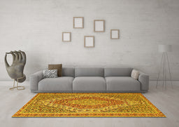 Machine Washable Persian Yellow Traditional Rug in a Living Room, wshtr230yw