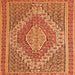 Round Machine Washable Persian Orange Traditional Area Rugs, wshtr230org