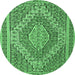 Round Persian Emerald Green Traditional Rug, tr230emgrn