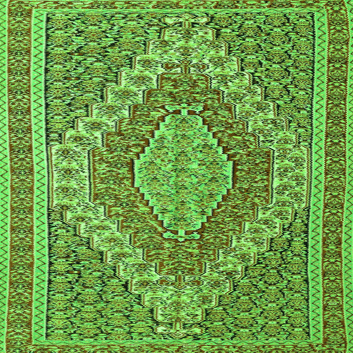Round Machine Washable Persian Green Traditional Area Rugs, wshtr230grn