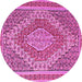 Round Machine Washable Persian Pink Traditional Rug, wshtr230pnk