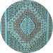 Round Machine Washable Persian Light Blue Traditional Rug, wshtr230lblu