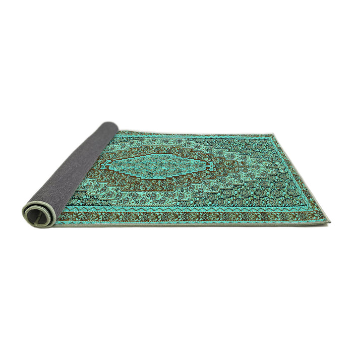 Sideview of Persian Turquoise Traditional Rug, tr230turq
