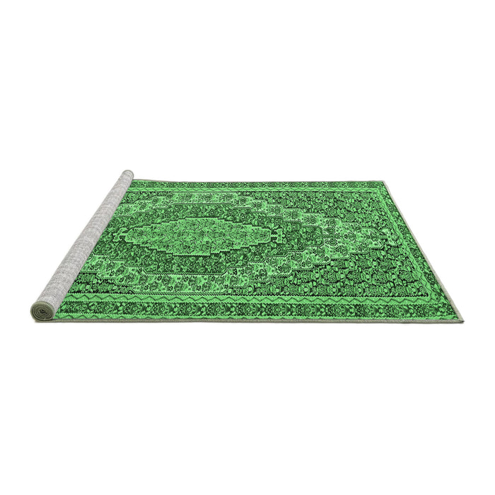 Sideview of Machine Washable Persian Emerald Green Traditional Area Rugs, wshtr230emgrn