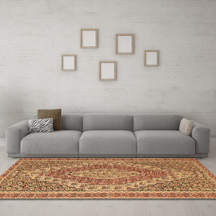 Machine Washable Persian Brown Traditional Rug in a Living Room,, wshtr230brn