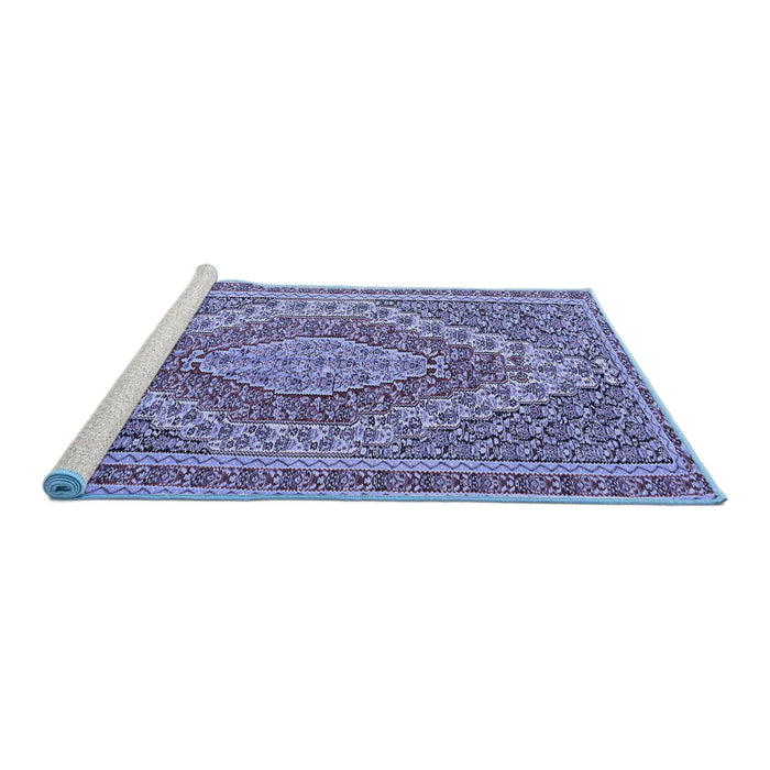 Sideview of Machine Washable Persian Blue Traditional Rug, wshtr230blu