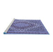 Sideview of Machine Washable Persian Blue Traditional Rug, wshtr230blu