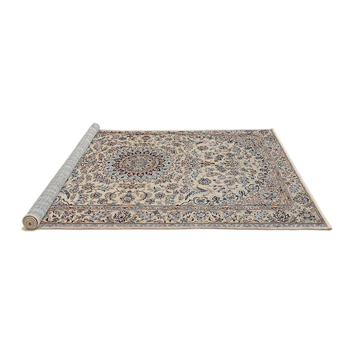 Sideview of Machine Washable Traditional Desert Sand Beige Rug, wshtr231
