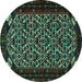 Round Machine Washable Persian Turquoise Traditional Area Rugs, wshtr2310turq