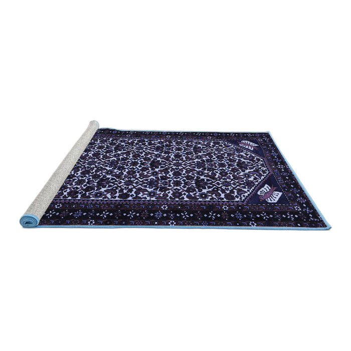 Sideview of Machine Washable Persian Blue Traditional Rug, wshtr2310blu