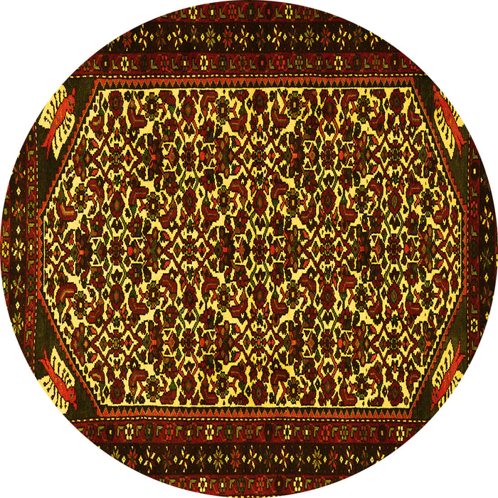 Round Persian Yellow Traditional Rug, tr2310yw