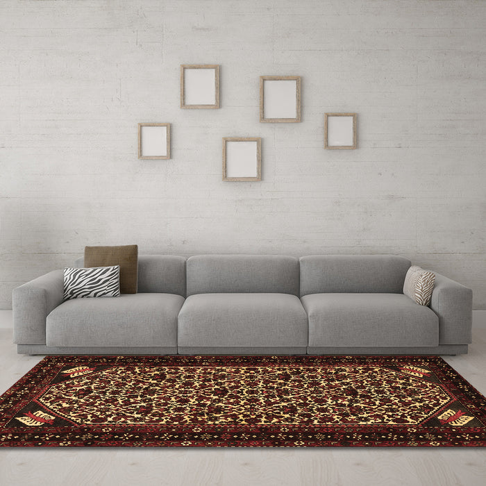 Machine Washable Persian Brown Traditional Rug in a Living Room,, wshtr2310brn