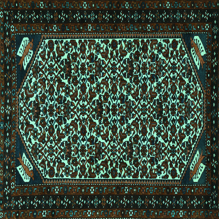 Square Machine Washable Persian Turquoise Traditional Area Rugs, wshtr2310turq