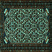 Square Machine Washable Persian Turquoise Traditional Area Rugs, wshtr2310turq