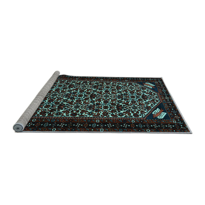 Sideview of Machine Washable Persian Light Blue Traditional Rug, wshtr2310lblu