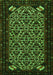 Serging Thickness of Machine Washable Persian Green Traditional Area Rugs, wshtr2310grn