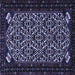 Square Machine Washable Persian Blue Traditional Rug, wshtr2310blu