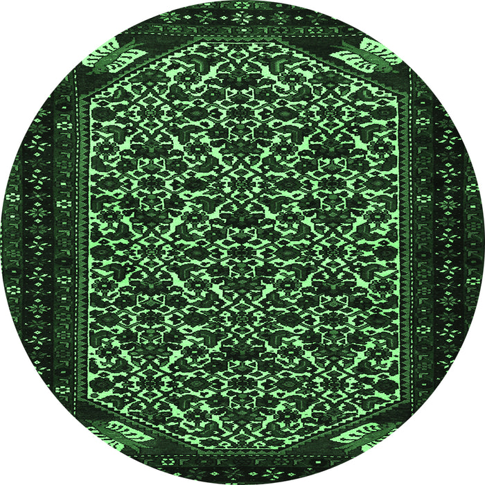 Round Persian Emerald Green Traditional Rug, tr2310emgrn