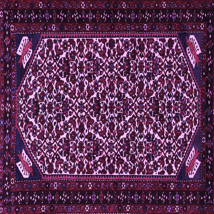 Square Machine Washable Persian Purple Traditional Area Rugs, wshtr2310pur