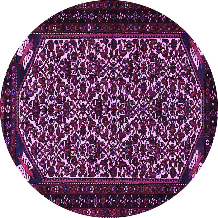 Round Machine Washable Persian Purple Traditional Area Rugs, wshtr2310pur