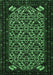 Machine Washable Persian Emerald Green Traditional Area Rugs, wshtr2310emgrn