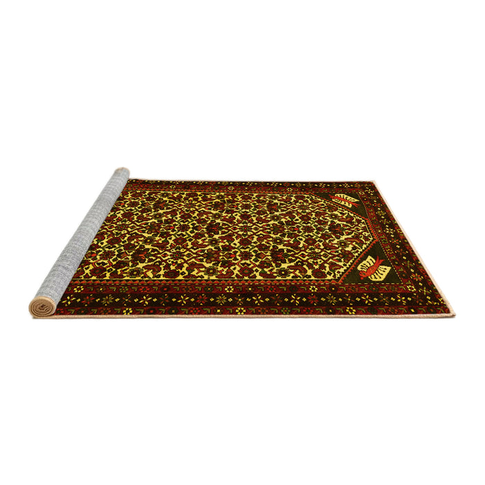 Sideview of Machine Washable Persian Yellow Traditional Rug, wshtr2310yw