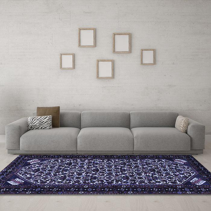 Machine Washable Persian Blue Traditional Rug in a Living Room, wshtr2310blu