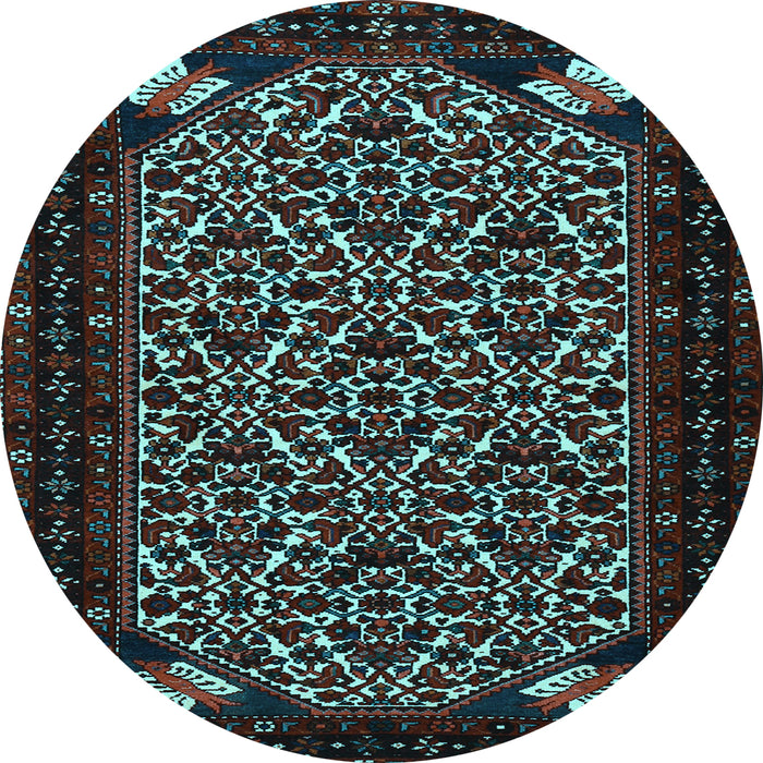 Round Machine Washable Persian Light Blue Traditional Rug, wshtr2310lblu