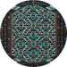 Round Machine Washable Persian Light Blue Traditional Rug, wshtr2310lblu