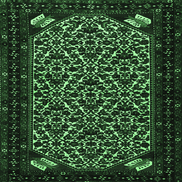 Square Machine Washable Persian Emerald Green Traditional Area Rugs, wshtr2310emgrn