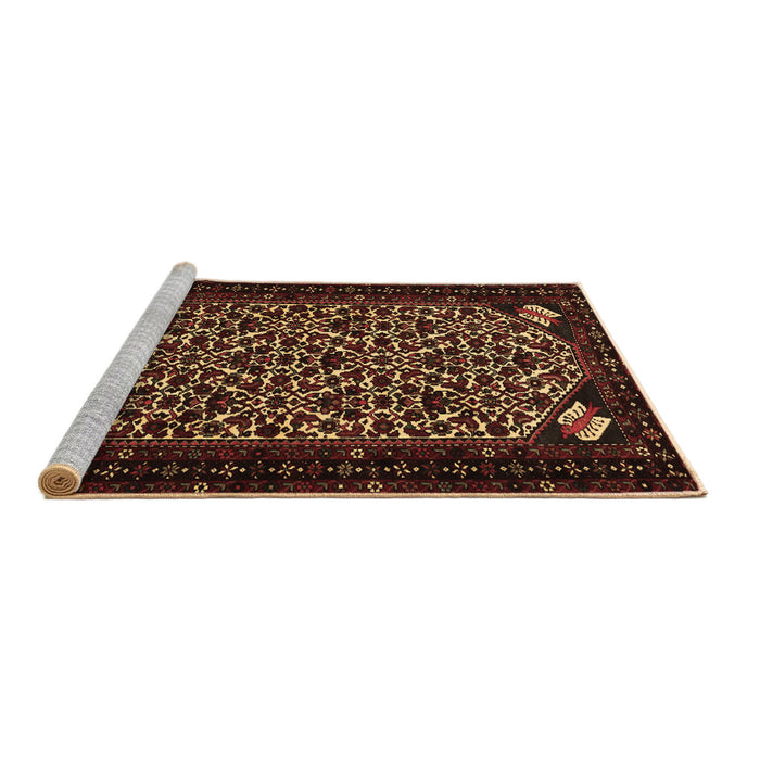 Sideview of Machine Washable Persian Brown Traditional Rug, wshtr2310brn