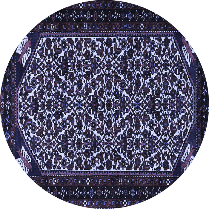Round Machine Washable Persian Blue Traditional Rug, wshtr2310blu