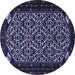 Round Machine Washable Persian Blue Traditional Rug, wshtr2310blu