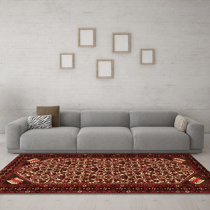 Machine Washable Persian Orange Traditional Area Rugs in a Living Room, wshtr2310org