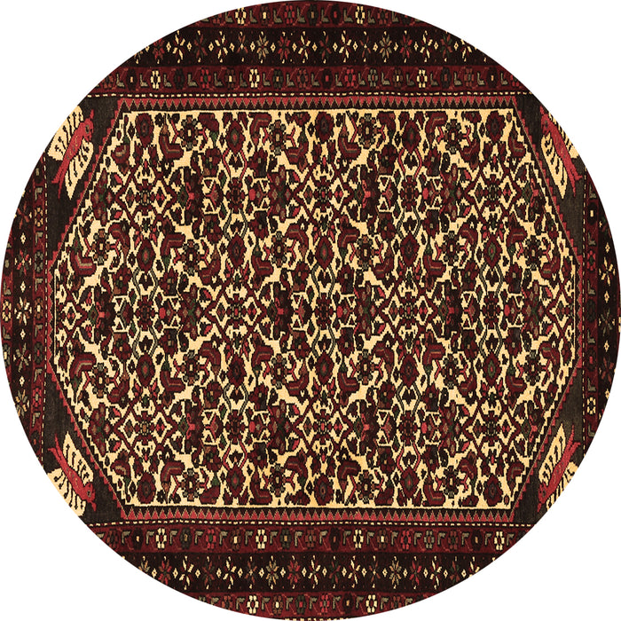 Round Persian Brown Traditional Rug, tr2310brn