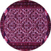 Round Machine Washable Persian Pink Traditional Rug, wshtr2310pnk