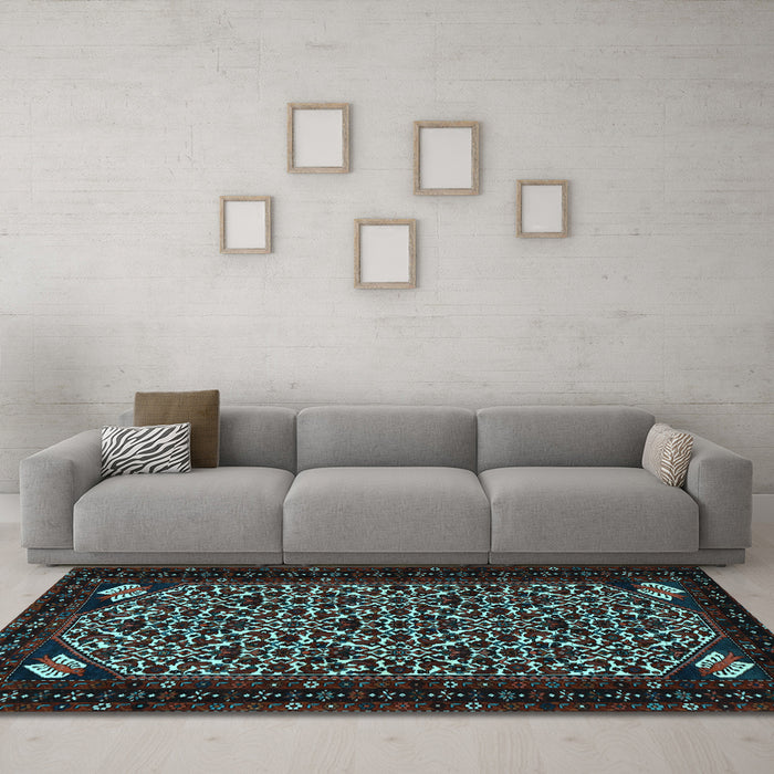 Machine Washable Persian Light Blue Traditional Rug in a Living Room, wshtr2310lblu