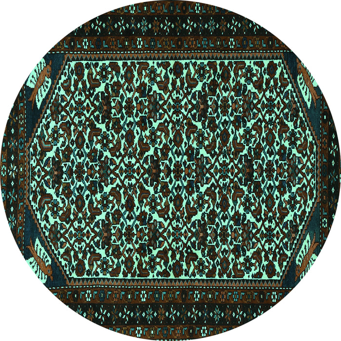 Round Persian Turquoise Traditional Rug, tr2310turq