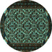 Round Persian Turquoise Traditional Rug, tr2310turq