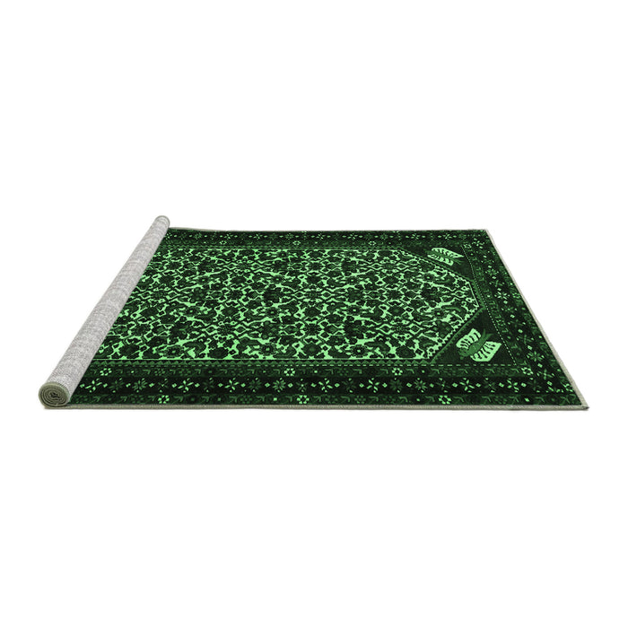 Sideview of Machine Washable Persian Emerald Green Traditional Area Rugs, wshtr2310emgrn