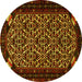 Round Machine Washable Persian Yellow Traditional Rug, wshtr2310yw