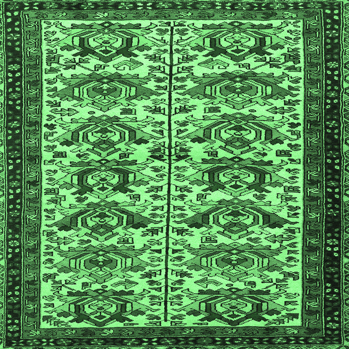 Square Persian Emerald Green Traditional Rug, tr2311emgrn