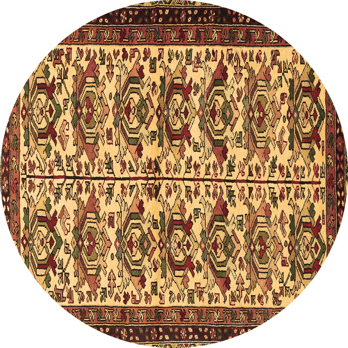 Round Persian Brown Traditional Rug, tr2311brn