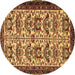 Round Persian Brown Traditional Rug, tr2311brn