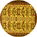 Round Persian Yellow Traditional Rug, tr2311yw