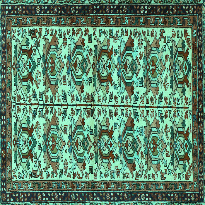Square Machine Washable Persian Turquoise Traditional Area Rugs, wshtr2311turq