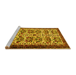 Sideview of Machine Washable Persian Yellow Traditional Rug, wshtr2311yw