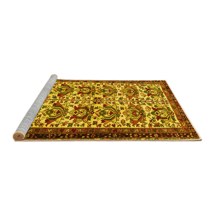 Sideview of Machine Washable Persian Yellow Traditional Rug, wshtr2311yw