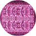 Round Machine Washable Persian Pink Traditional Rug, wshtr2311pnk