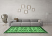 Machine Washable Persian Emerald Green Traditional Area Rugs in a Living Room,, wshtr2311emgrn